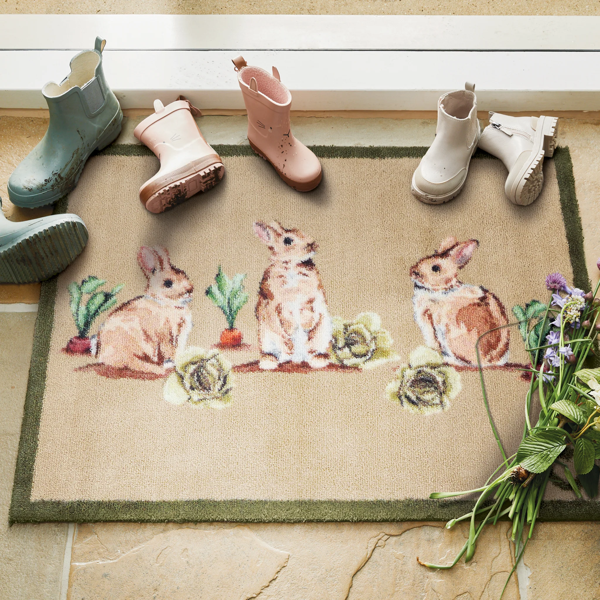 Allotment Bunnies Washable Doormat - Image 2