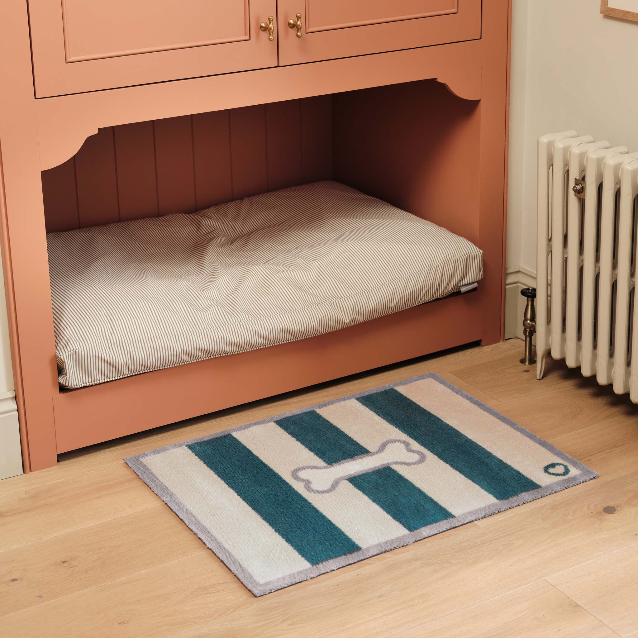 Bone Stripe Teal Washable Doormat - Image 2