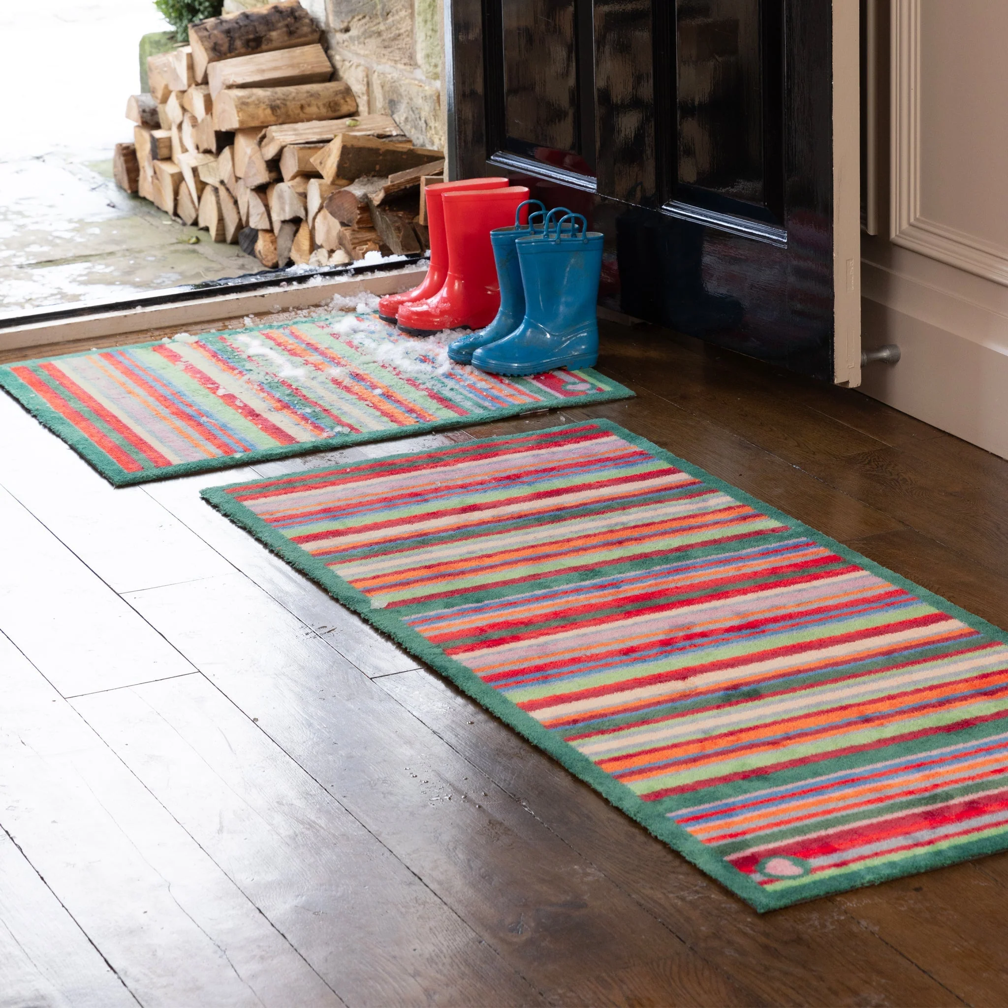 Bright Green Stripe Washable Runner - Image 3