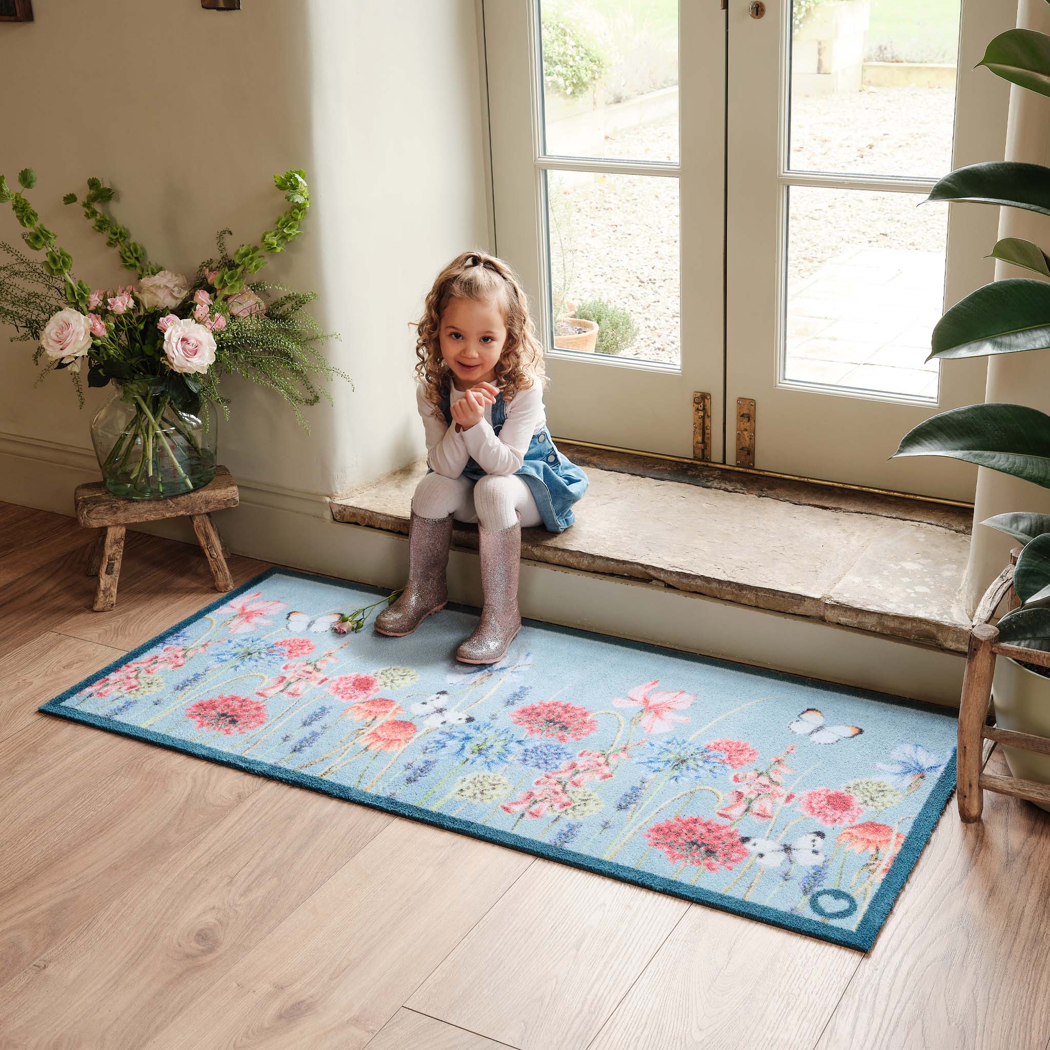 Butterfly Garden Blue Washable Runner - Image 2