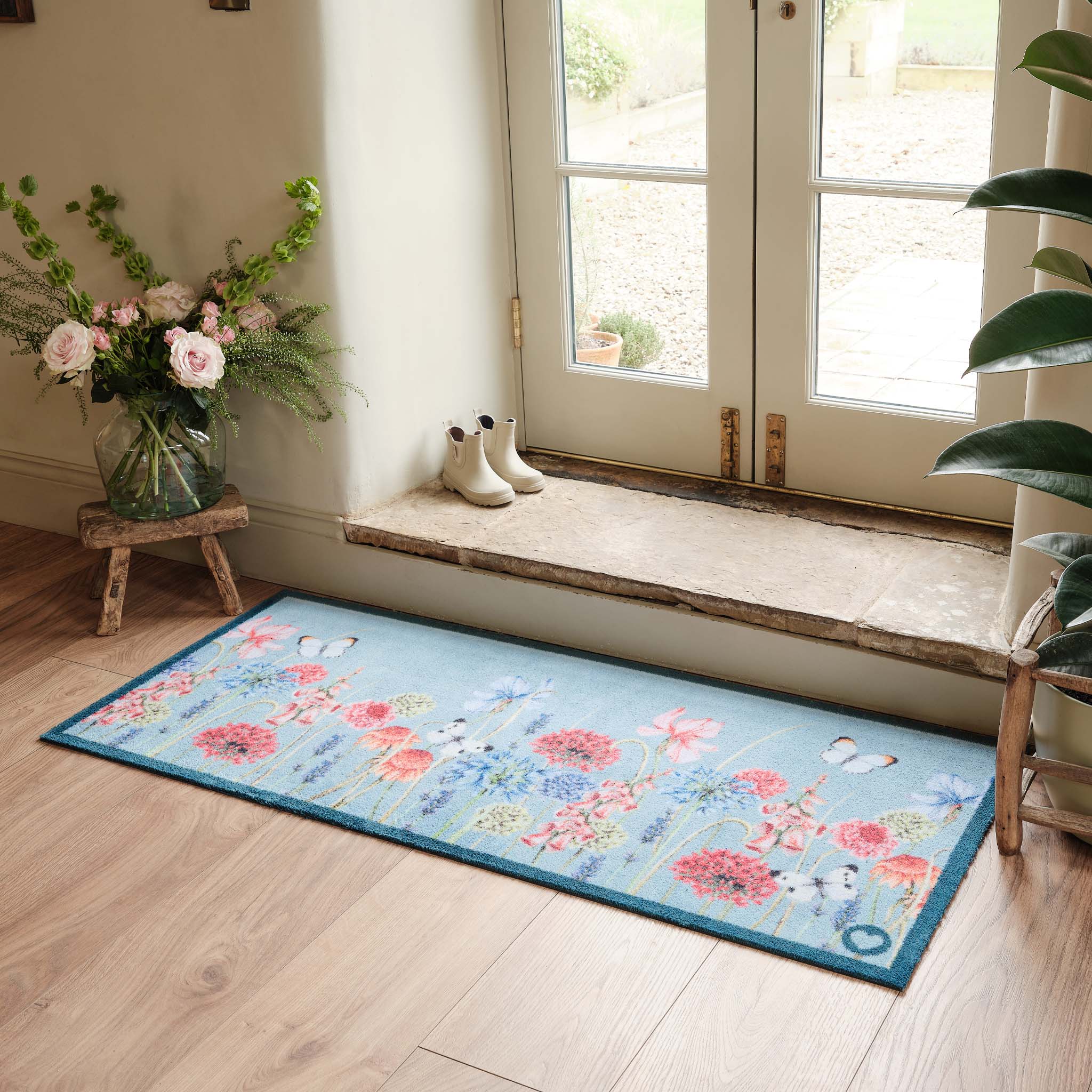 Butterfly Garden Blue Washable Runner - Image 3