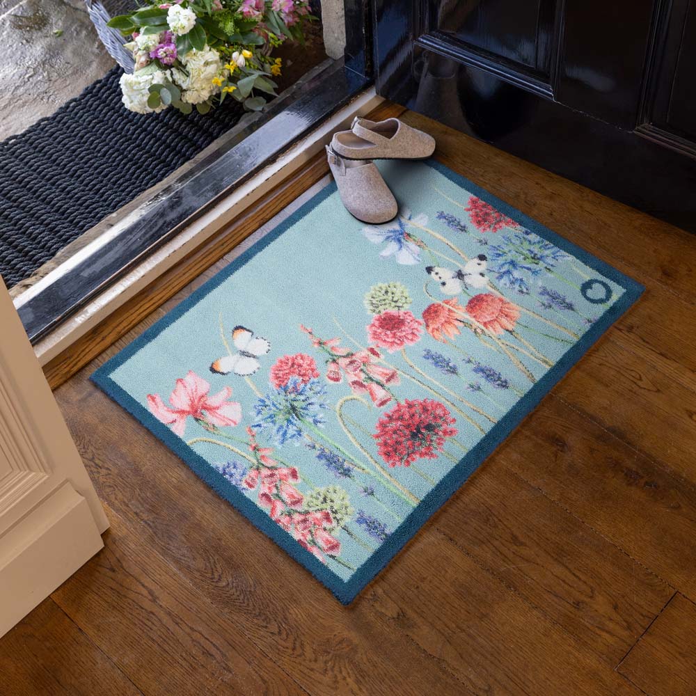 Butterfly Garden Blue Washable Doormat - Image 2