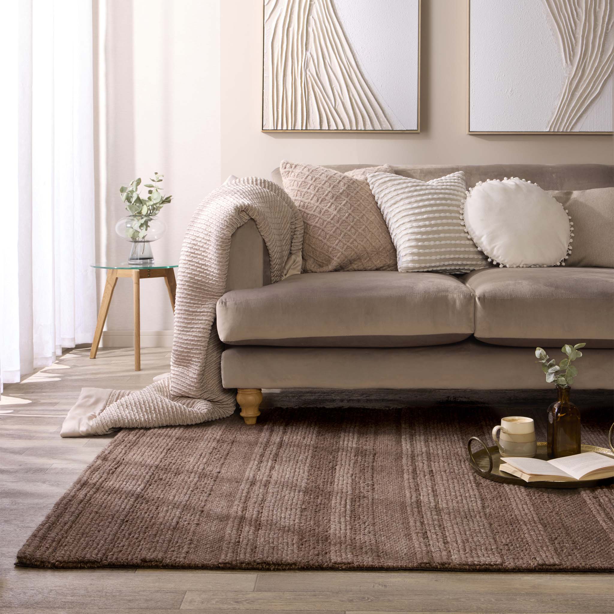 Chunky Knit Rug Brown - Image 2