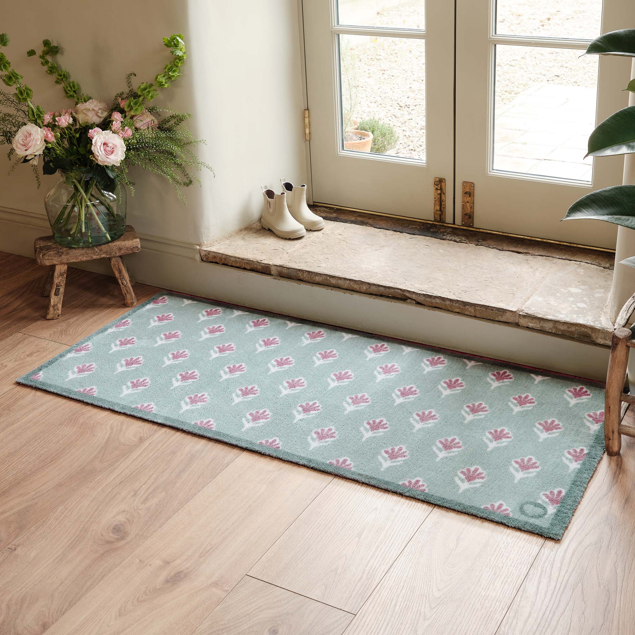 Disty Floral Green Washable Runner - Image 2