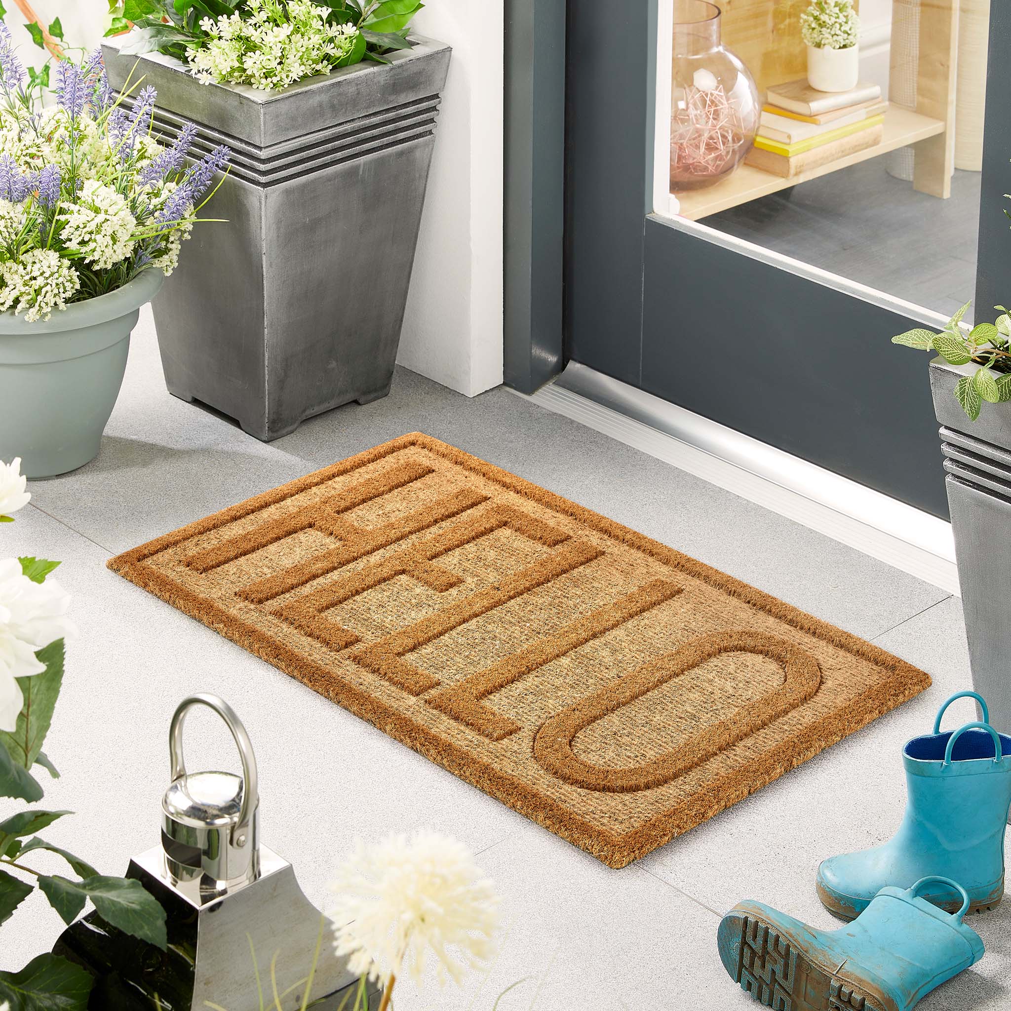 Embossed Coir Hello Doormat - Image 2