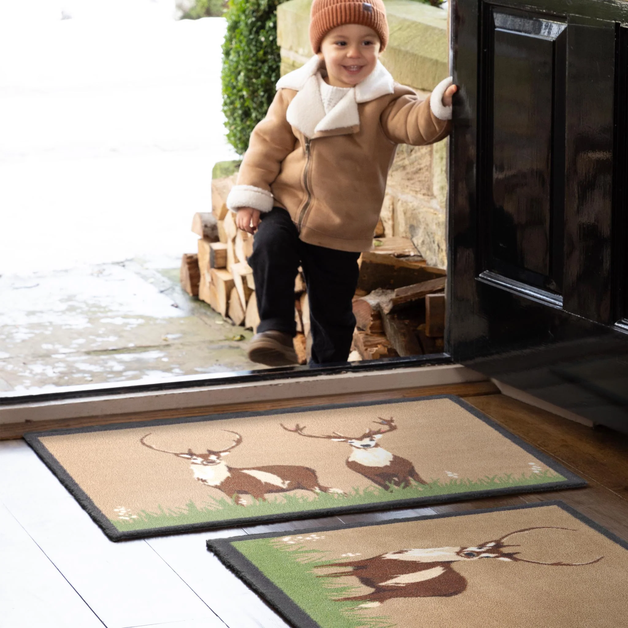 Deer 1 Beige Washable Doormat - Image 2