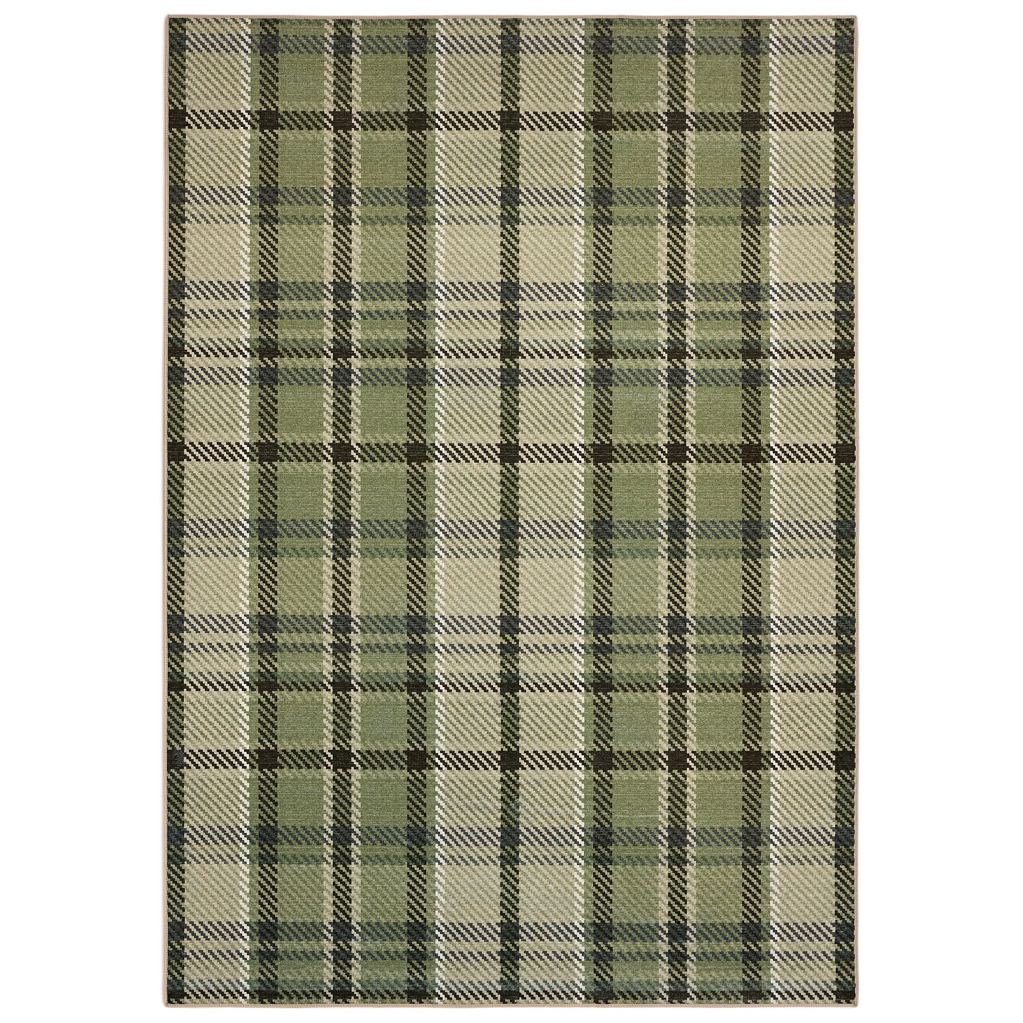 Isla Plaid Green Eco-Washable Rug - Image 5