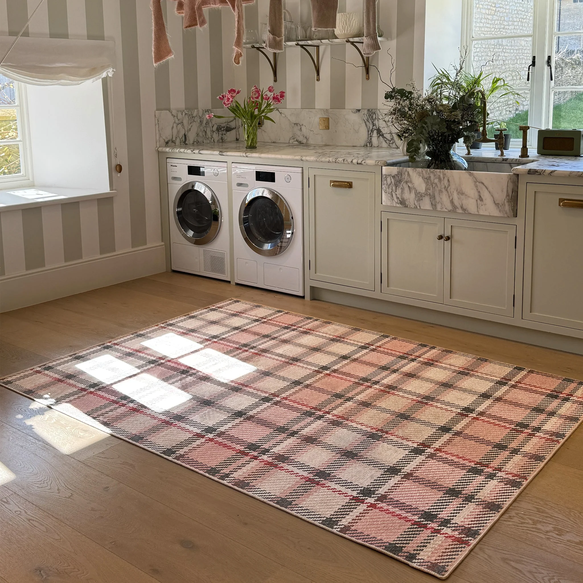 Isla Plaid Pink Eco-Washable Rug - Image 2
