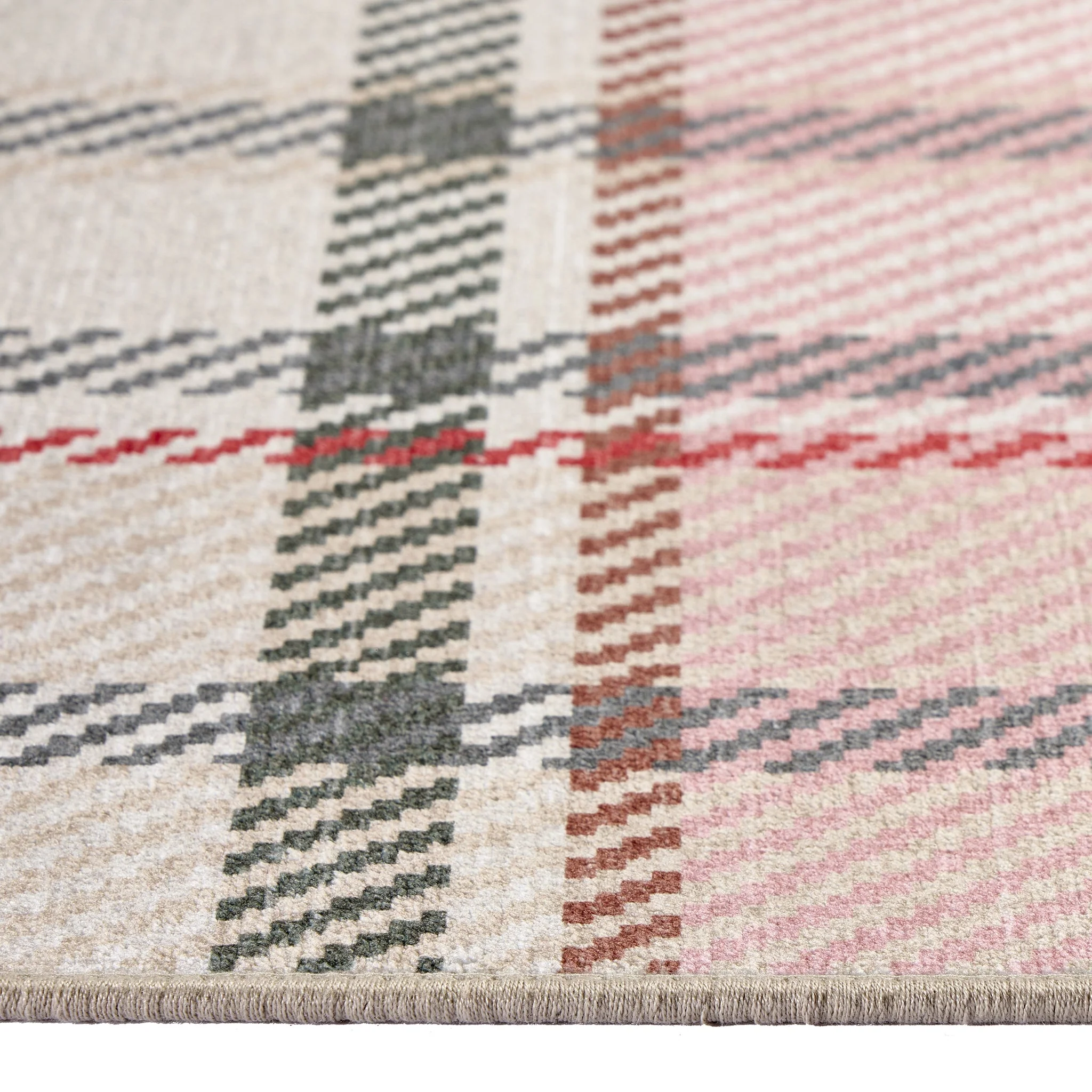 Isla Plaid Pink Eco-Washable Rug - Image 4