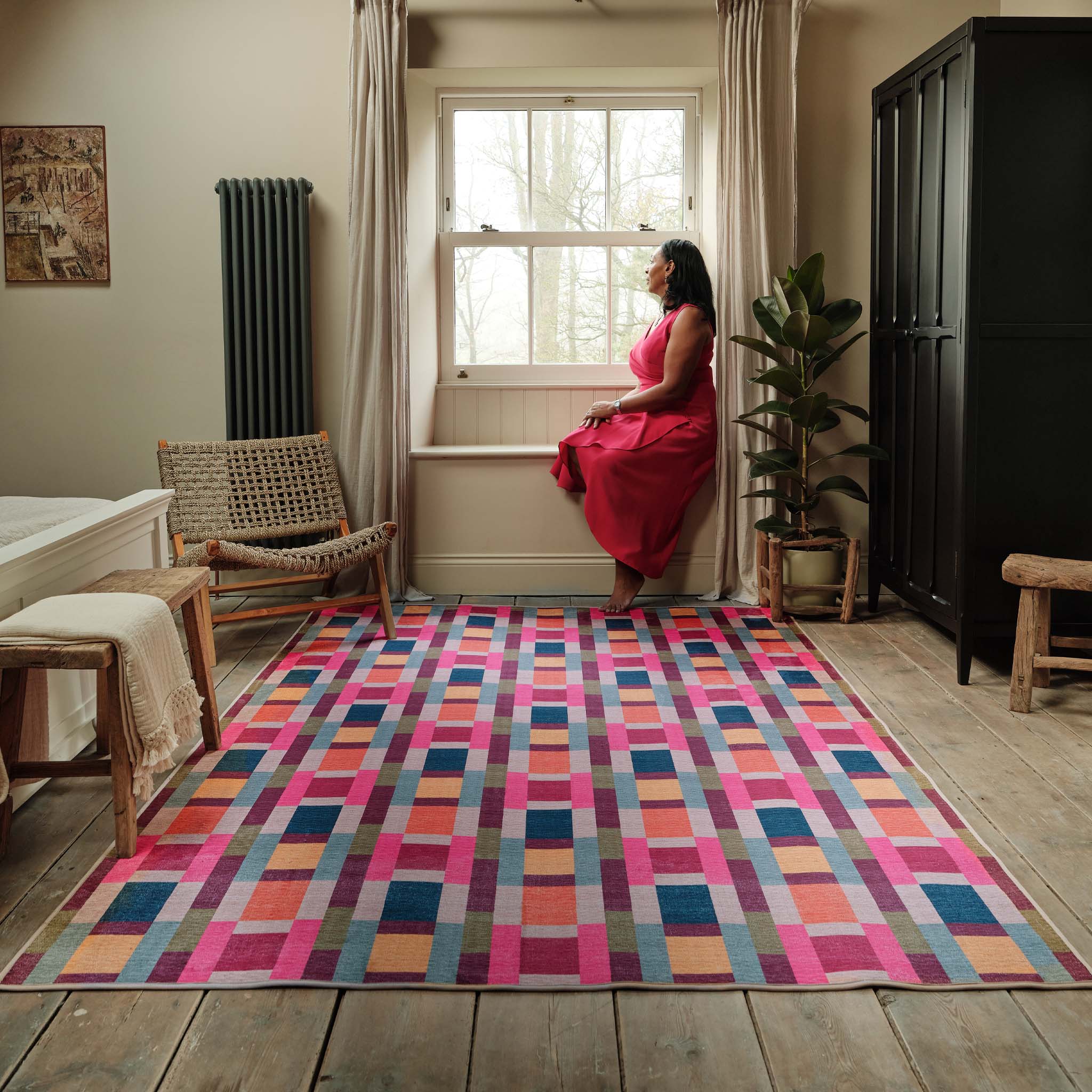 Jude Geo Weave Bright Eco-Washable Rug - Image 2