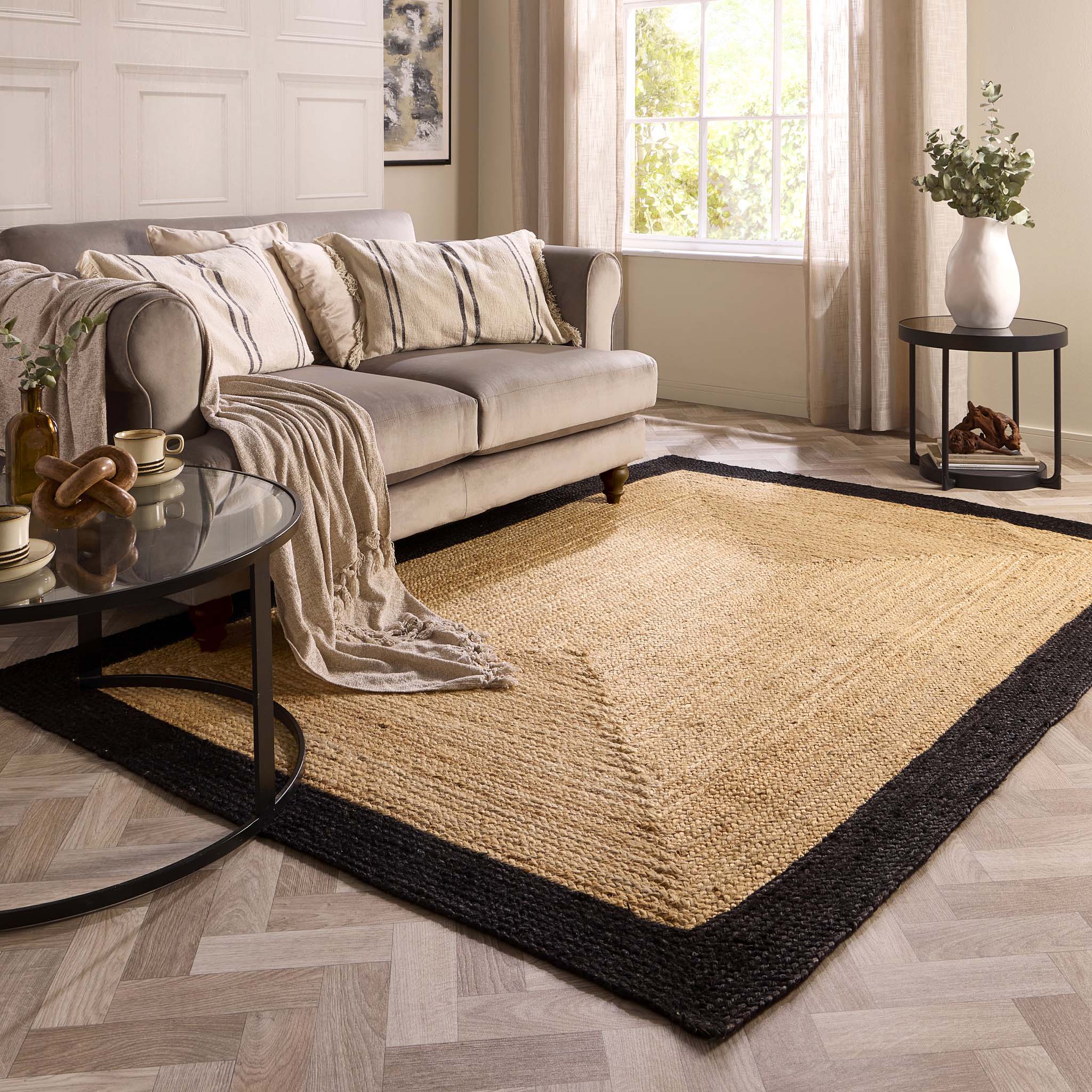 Jute Border Rug Black - Image 2