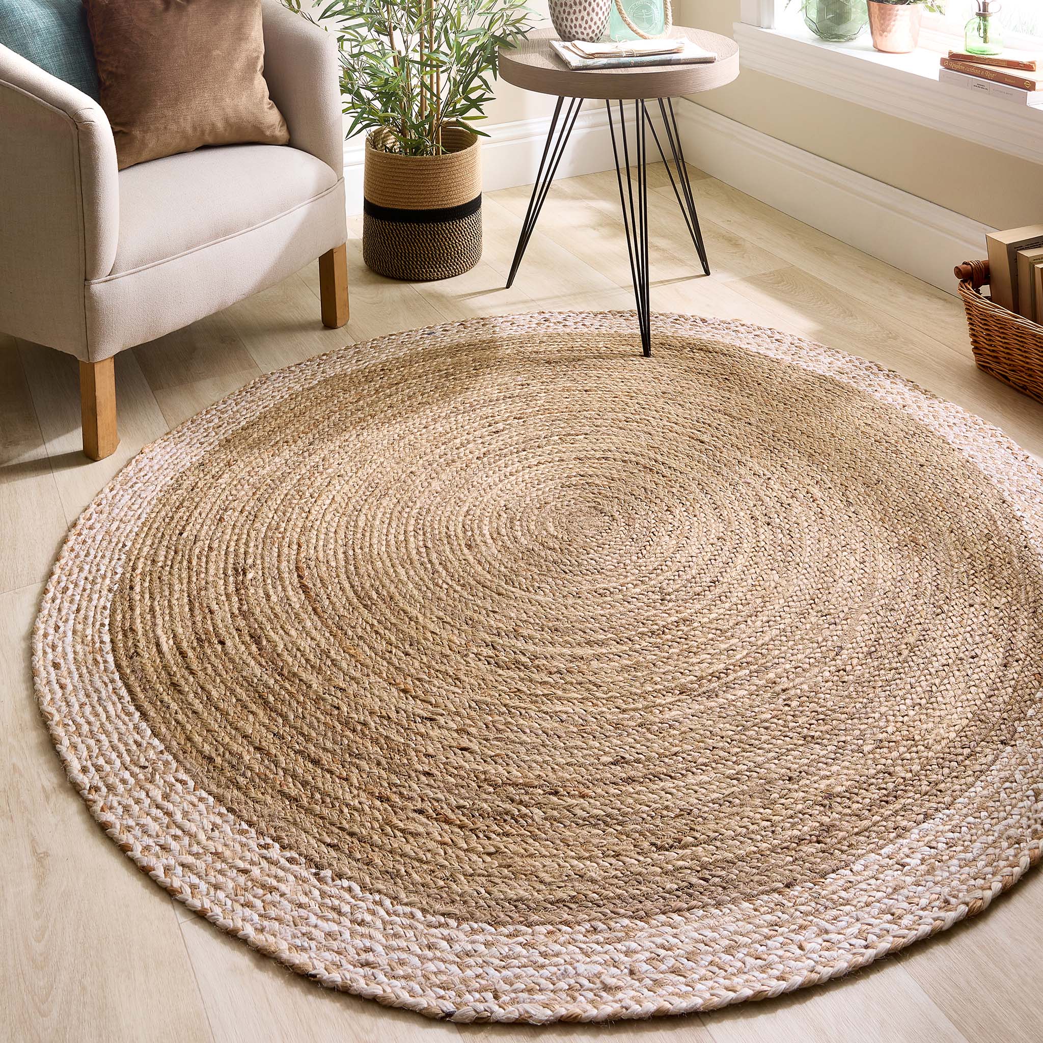Jute Border Rug Natural White - Image 4