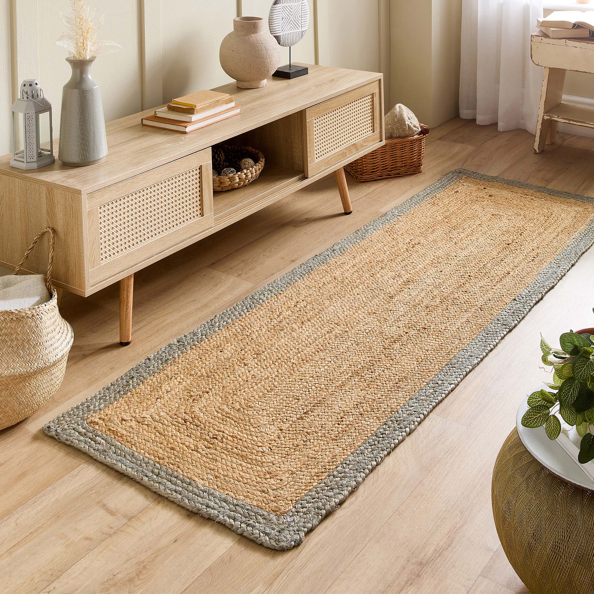 Jute Border Runner Sage Green - Image 2