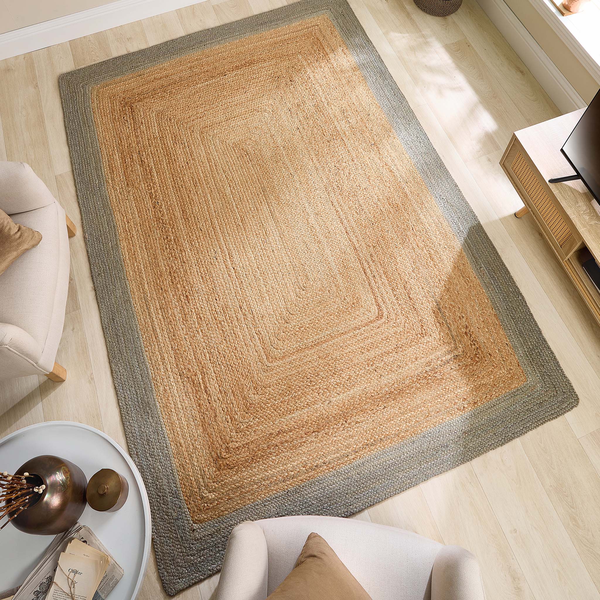 Jute Border Rug Sage Green - Image 3