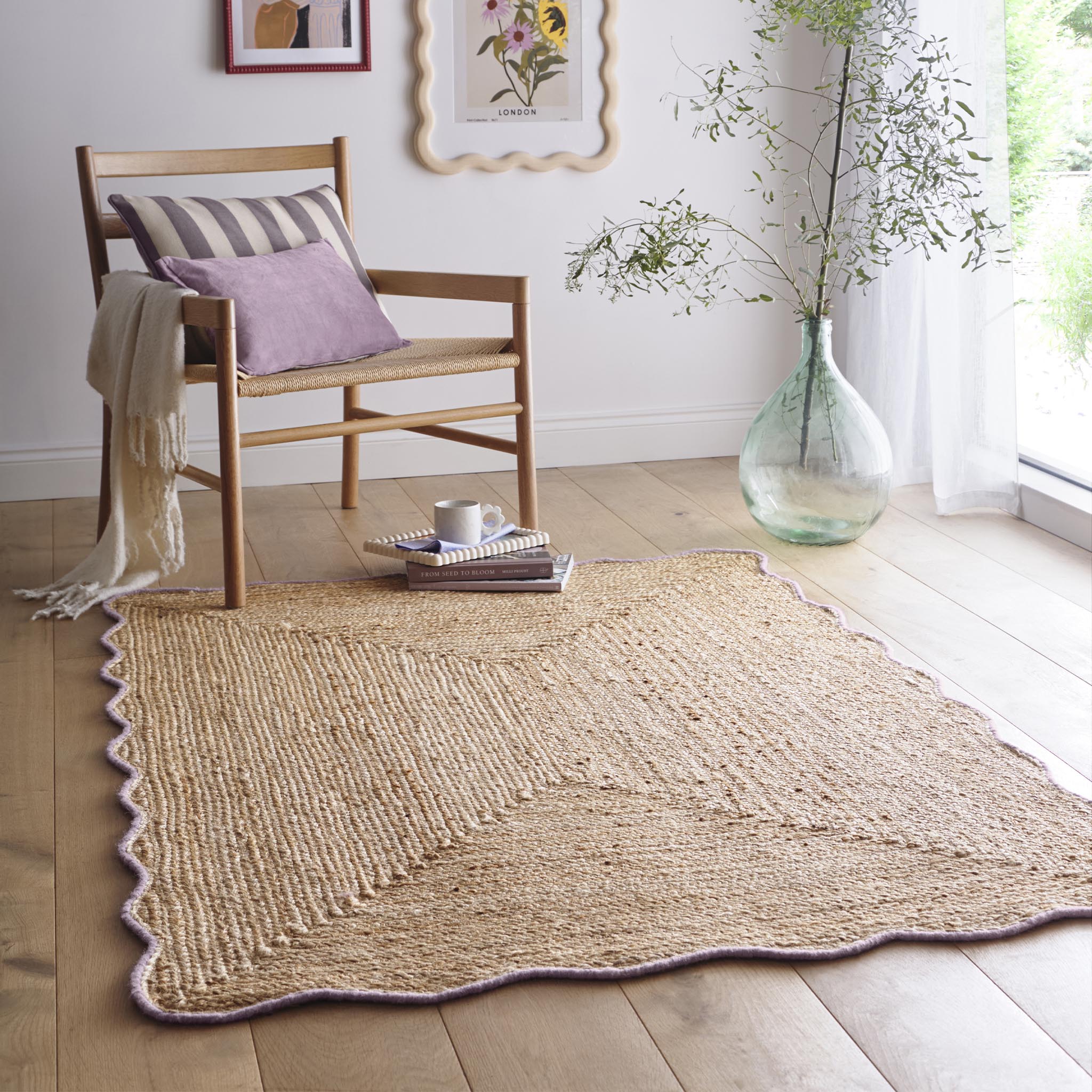 Jute Scalloped Edge Rug Lilac - Image 2