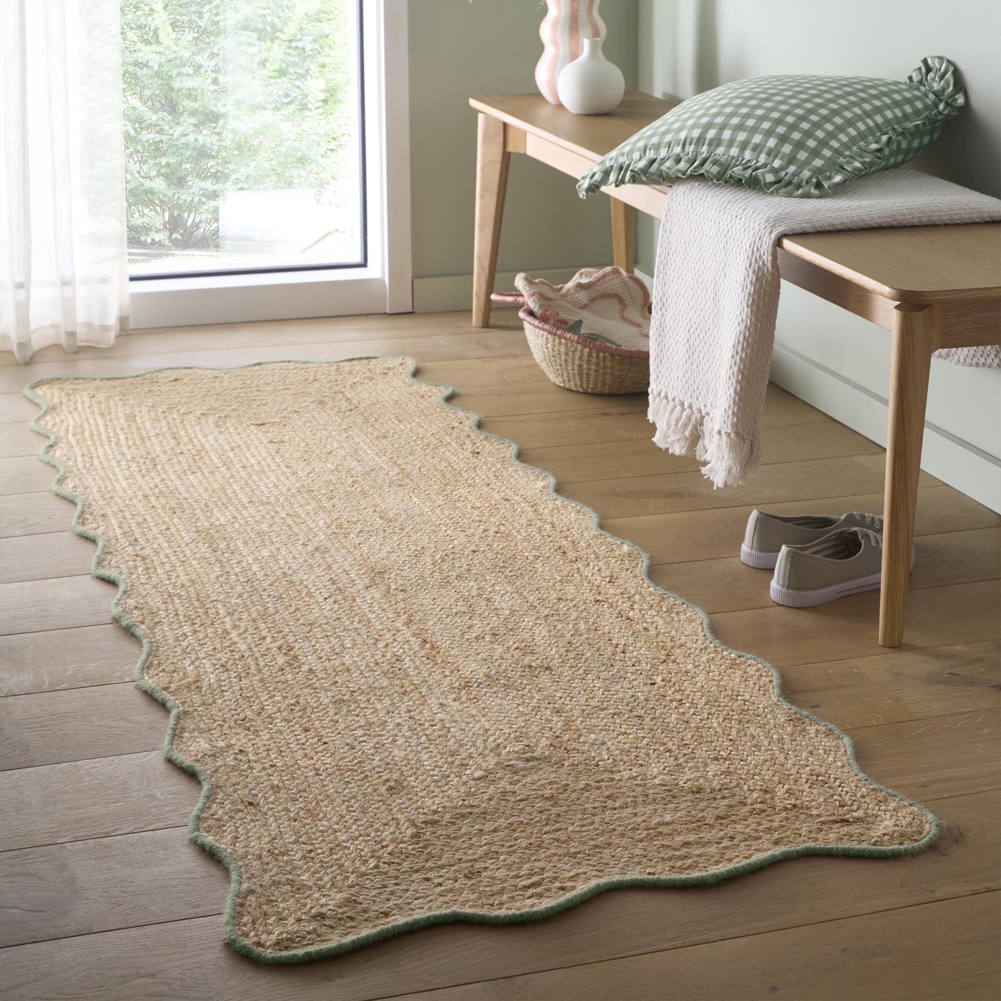 Jute Scalloped Edge Runner Green - Image 2
