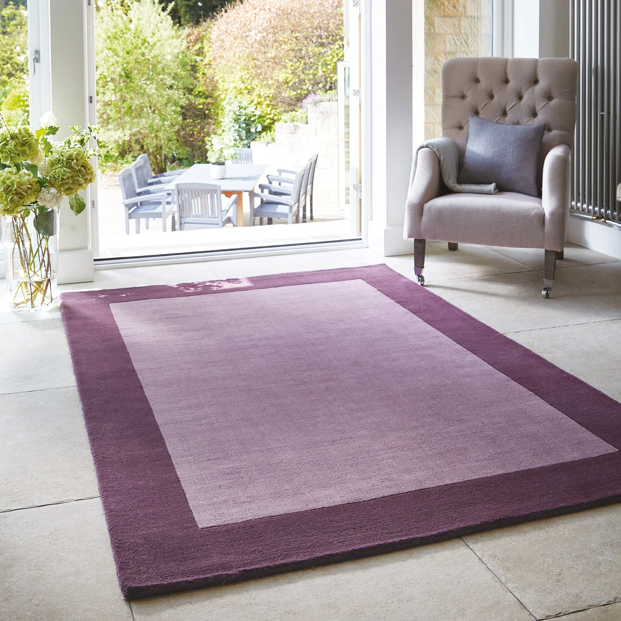 Borders Wool Rug Mauve - Image 2