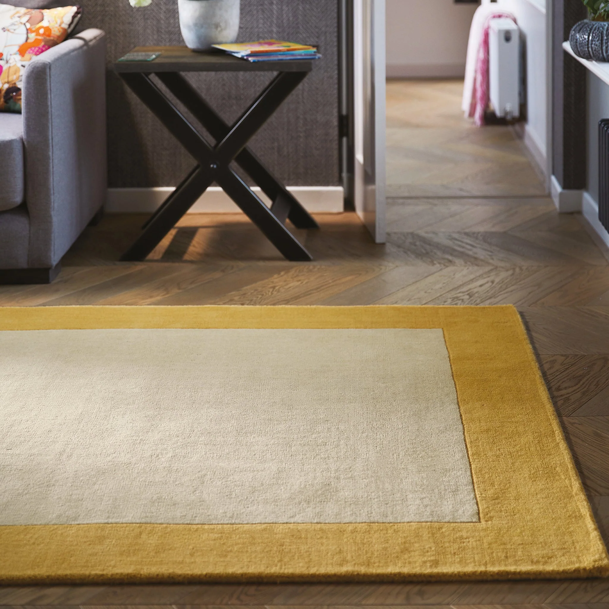 Borders Wool Rug Ochre - Image 2