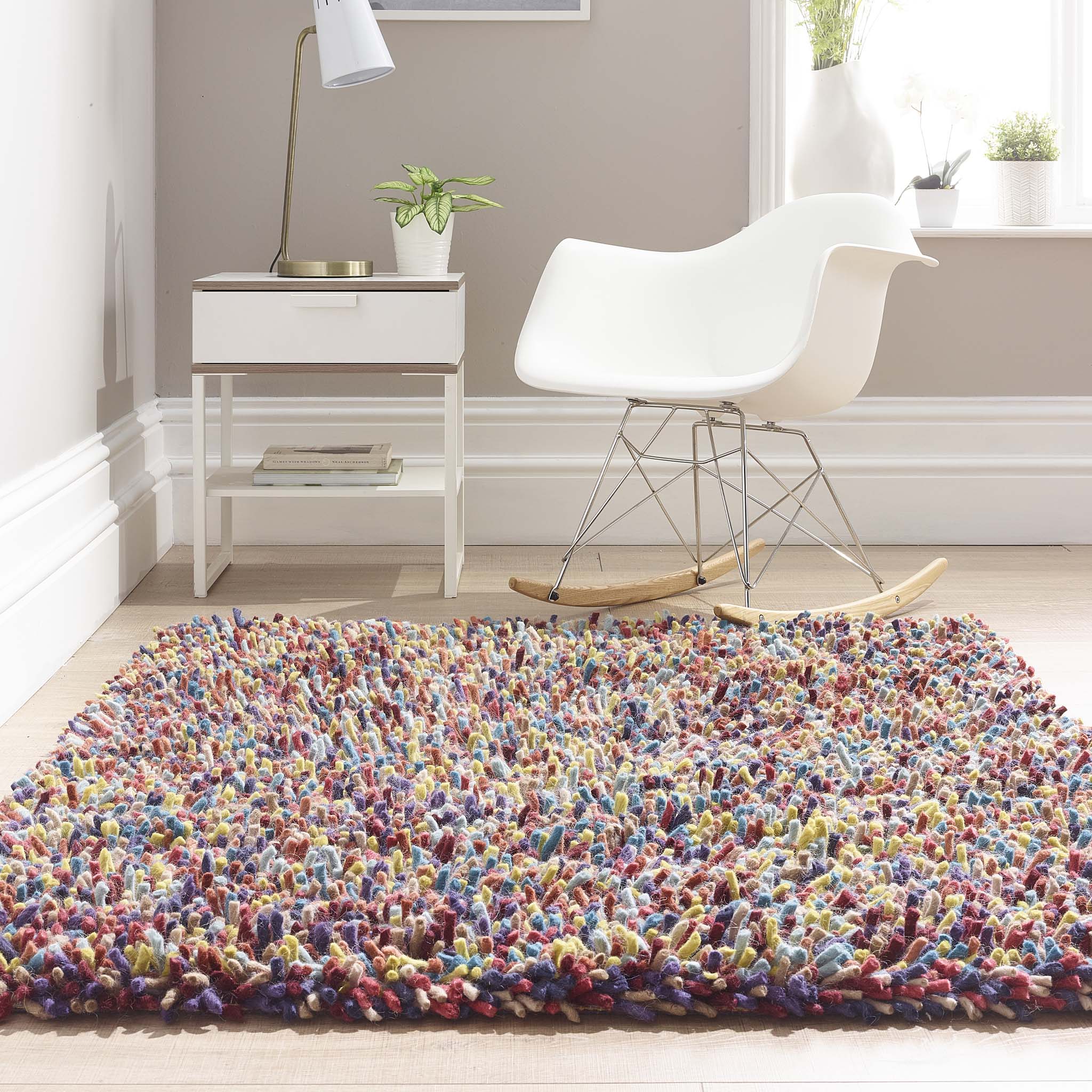 Rocks Shaggy Wool Rug Multi - Image 4