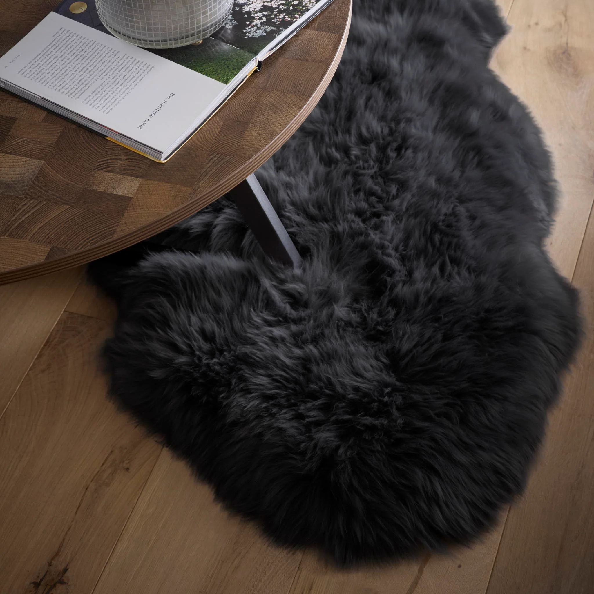 Genuine Sheepskin Rug Black - Image 4