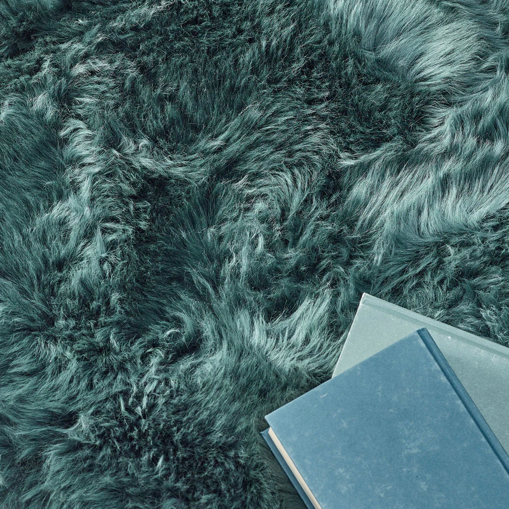 Genuine Sheepskin Rug Forest Green - Image 3