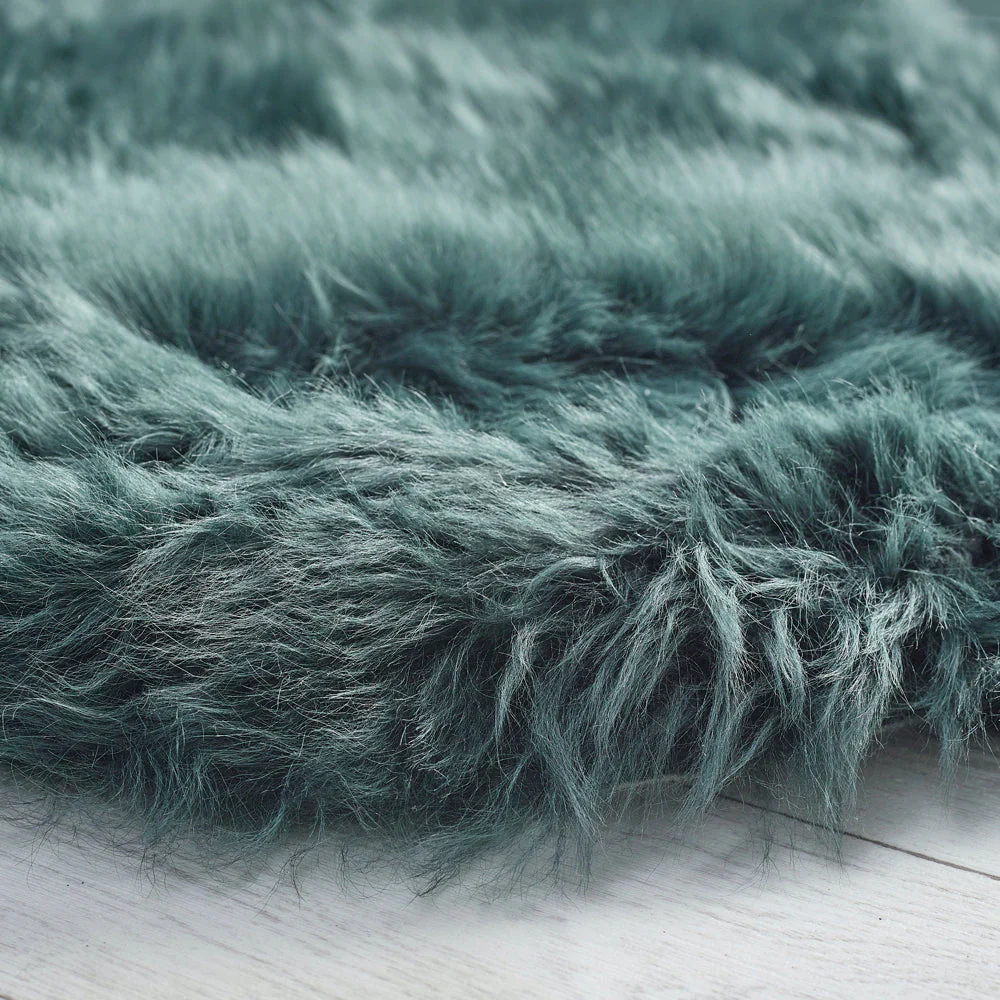Genuine Sheepskin Rug Forest Green - Image 4