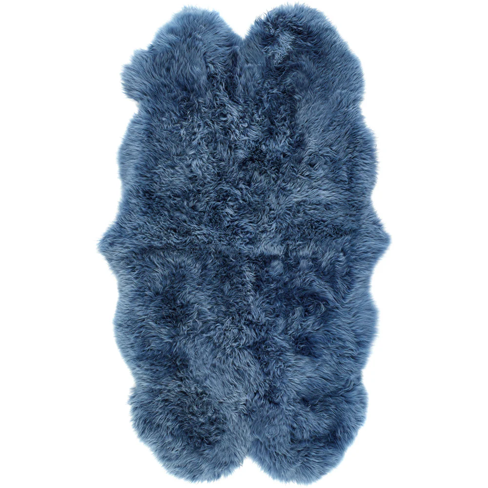 Genuine Sheepskin Rug Navy - Image 12