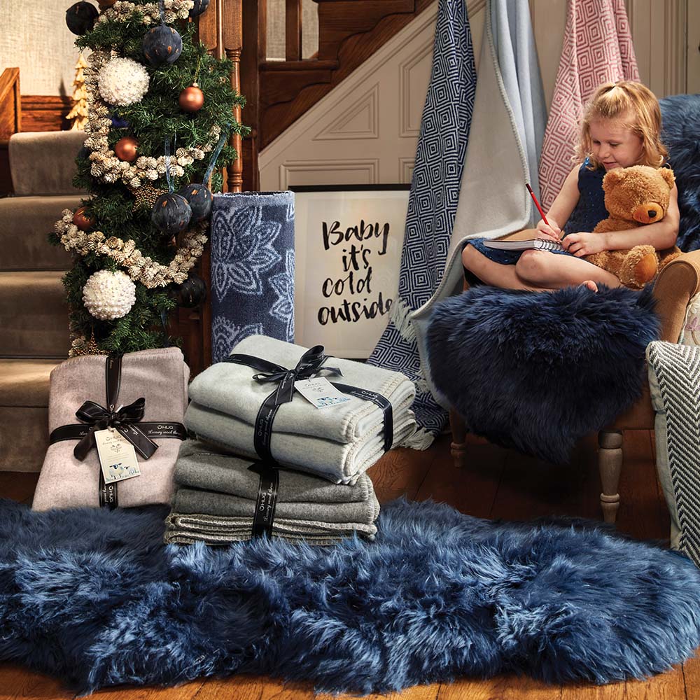 Genuine Sheepskin Rug Navy - Image 6