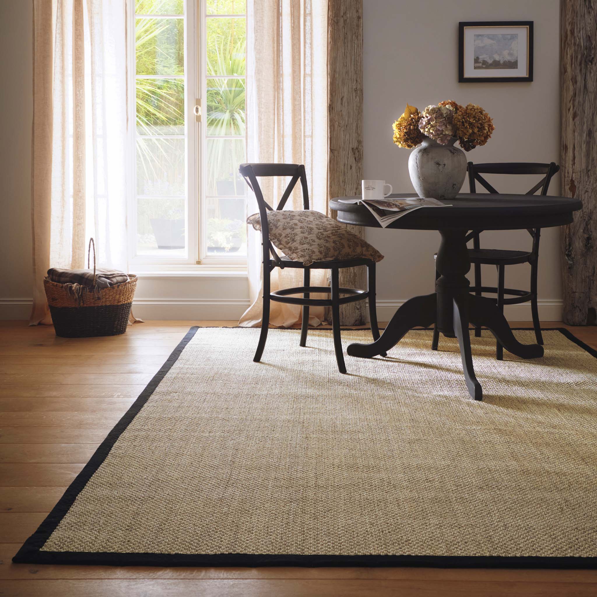 Sisal Light Beige with Black Border Rug - Image 2