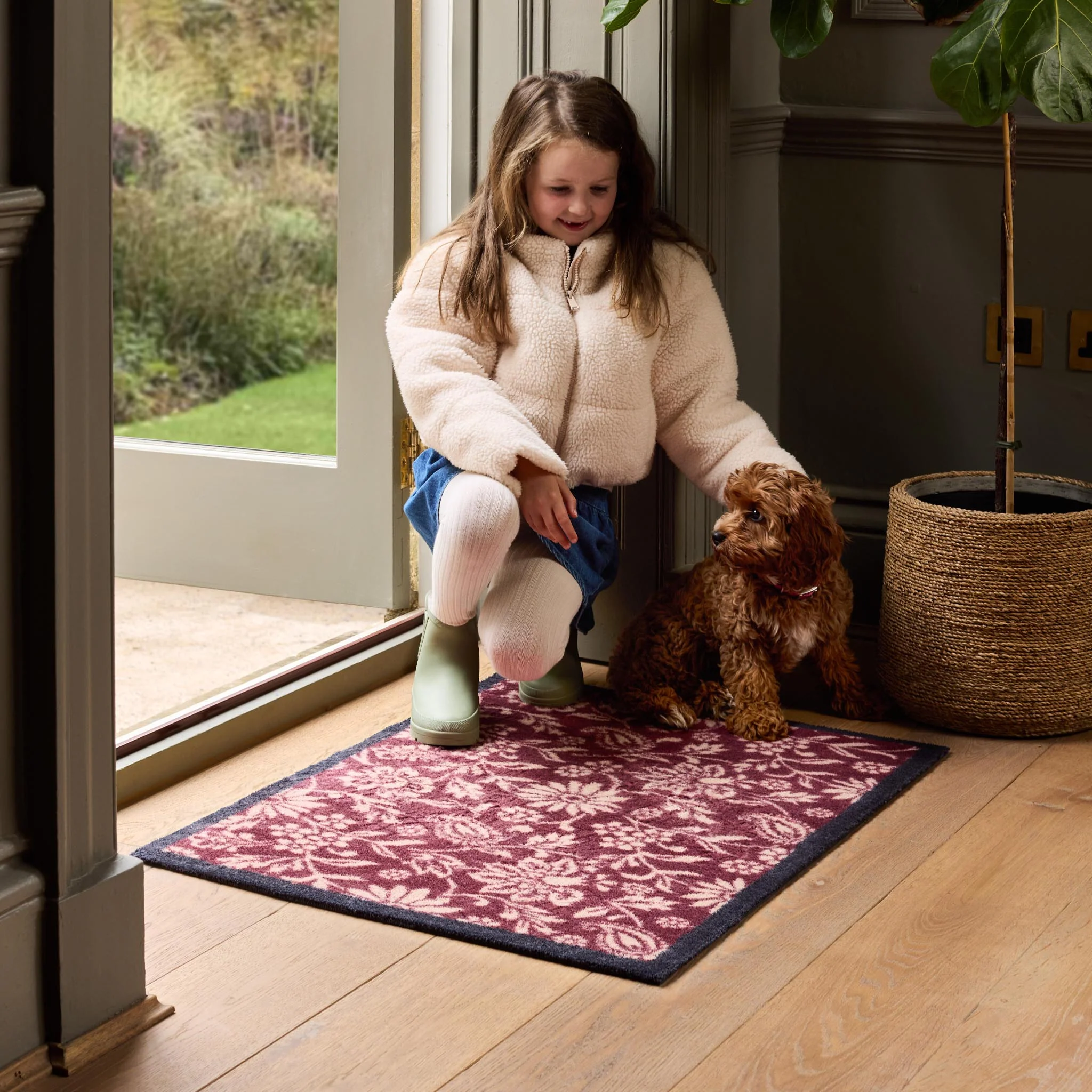 Paisley Floral Burgundy Washable Doormat - Image 3