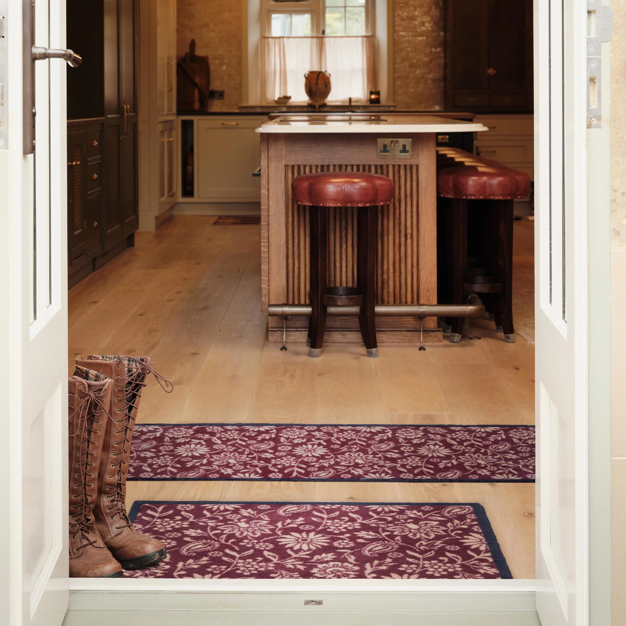 Paisley Floral Burgundy Washable Runner - Image 2