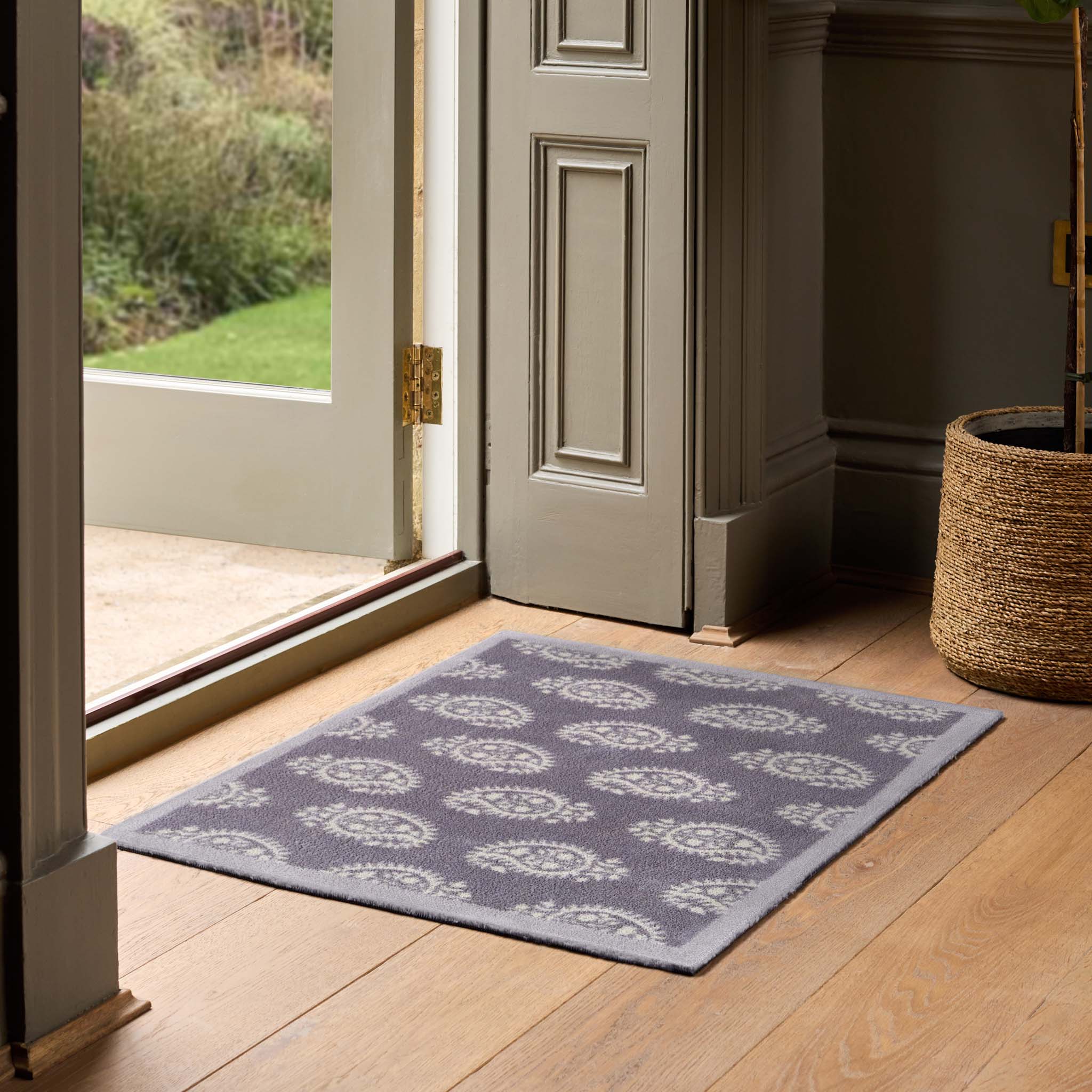 Paisley Grey Washable Doormat - Image 2