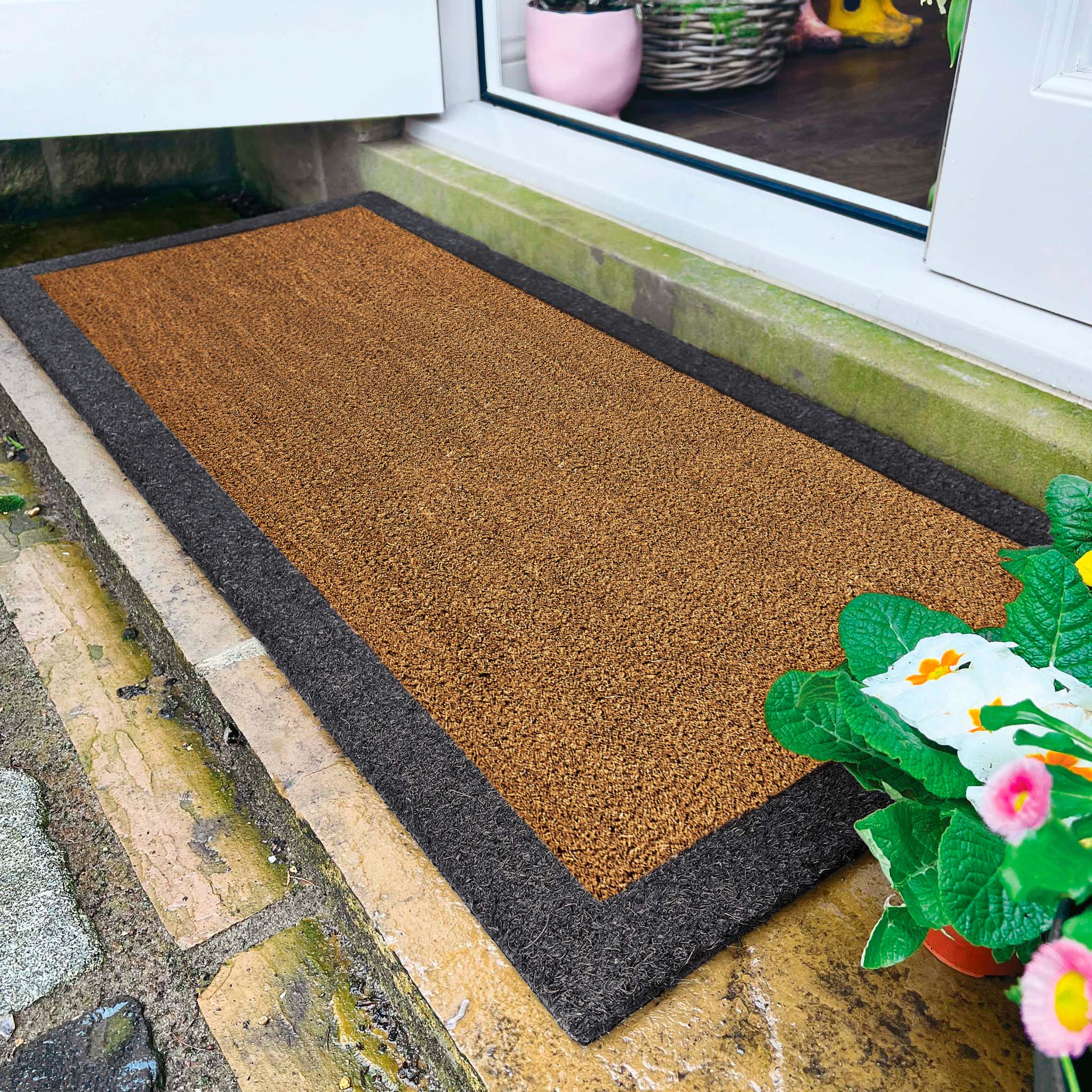 Printed Coir Border Grey Blue Runner - Image 2