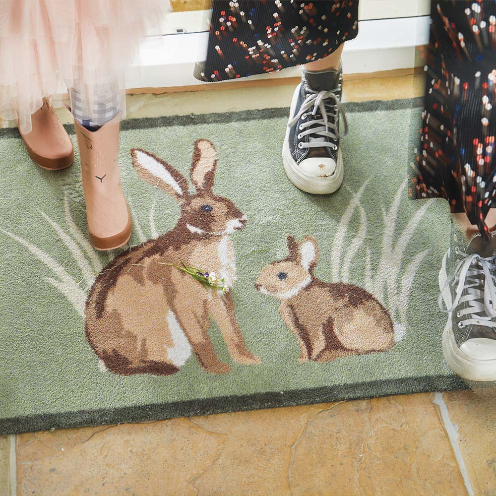 Rabbit 1 Green Washable Doormat - Image 2