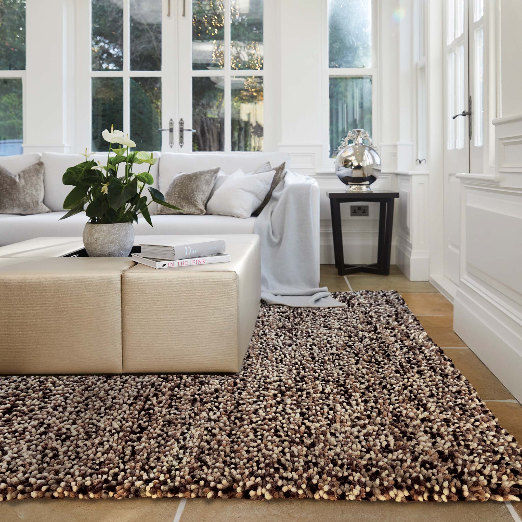 Rocks Shaggy Wool Rug Natural - Image 2