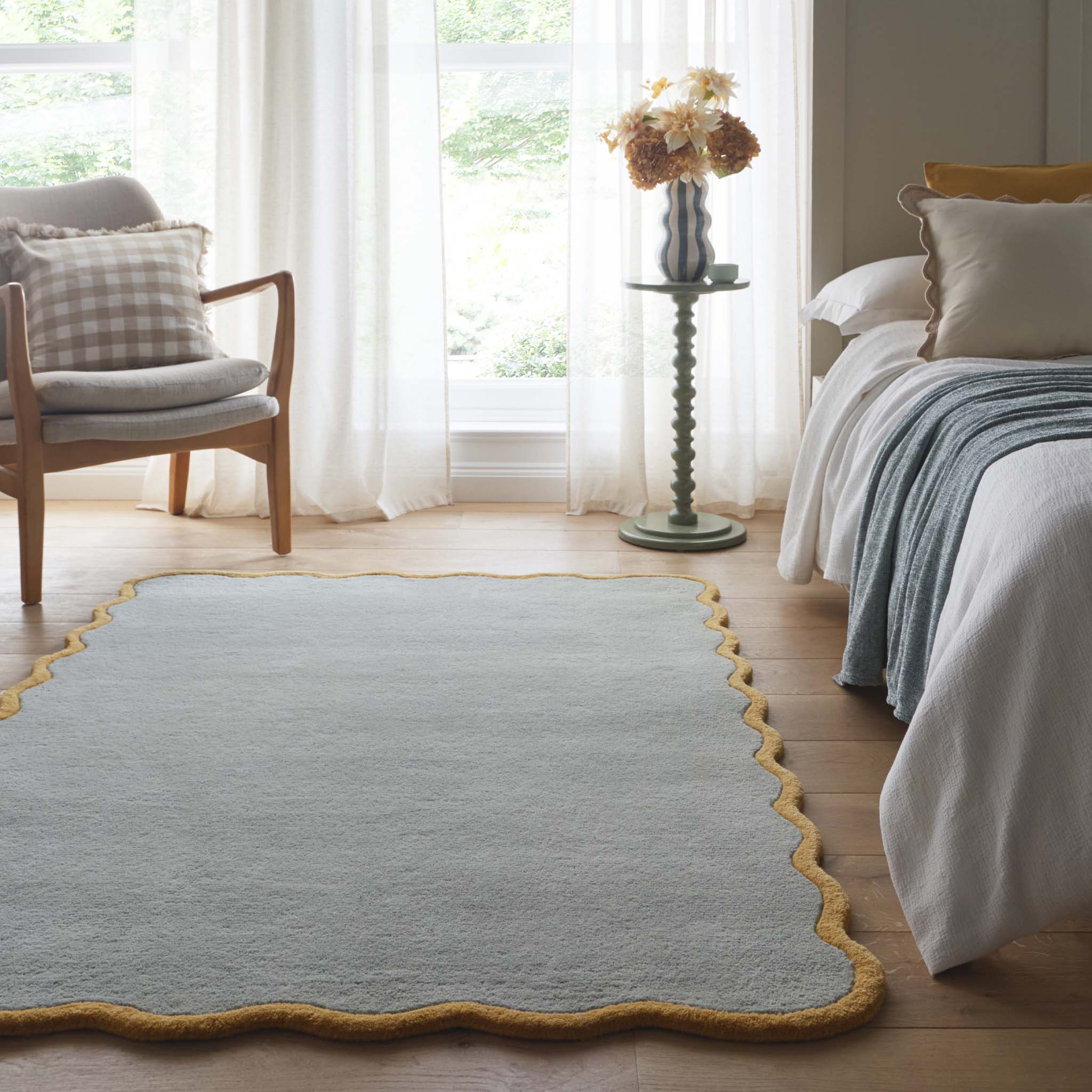 Scalloped Elsie Rug Duck Egg/Ochre - Image 2