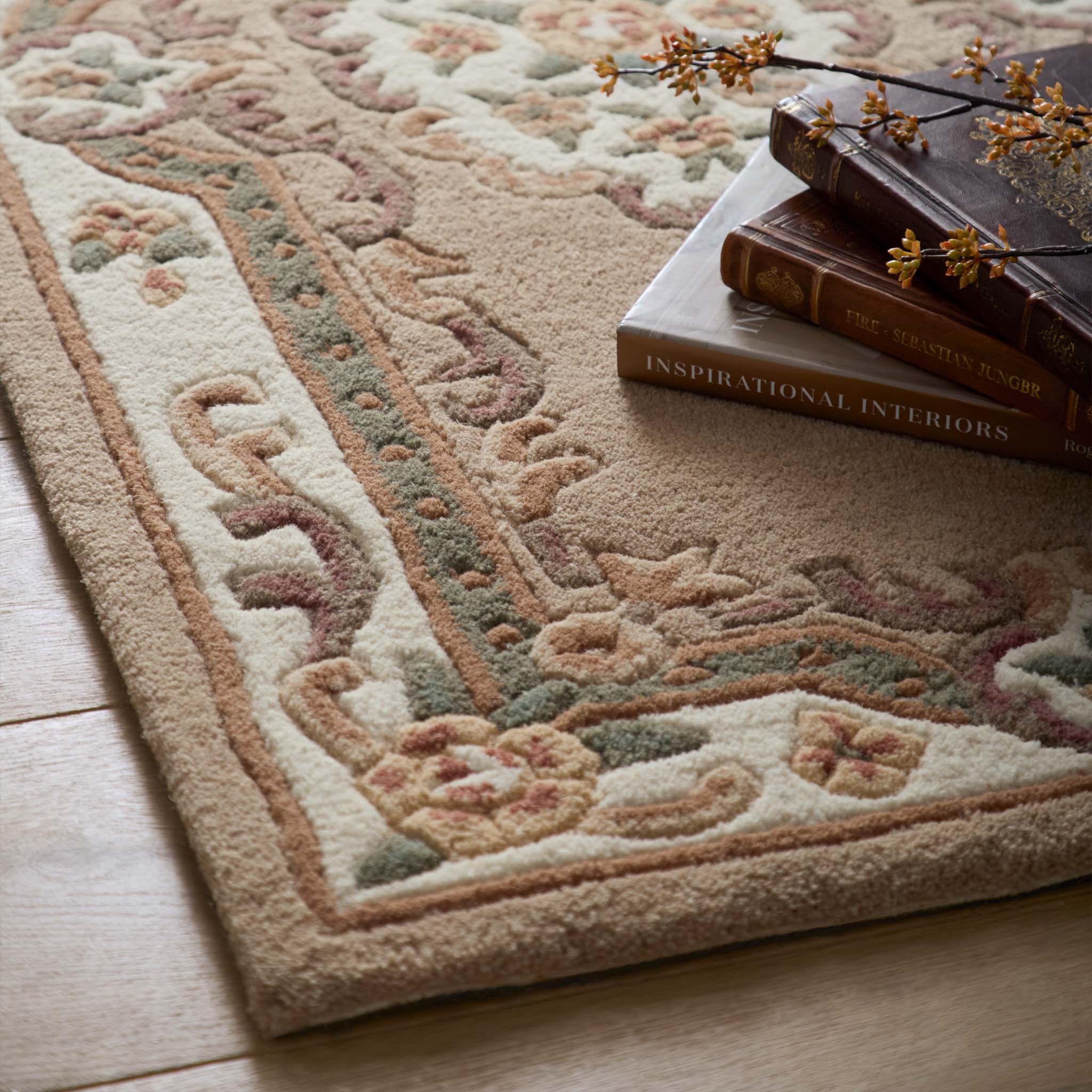 Shensi Aubusson Rug Runner in Beige - Image 3
