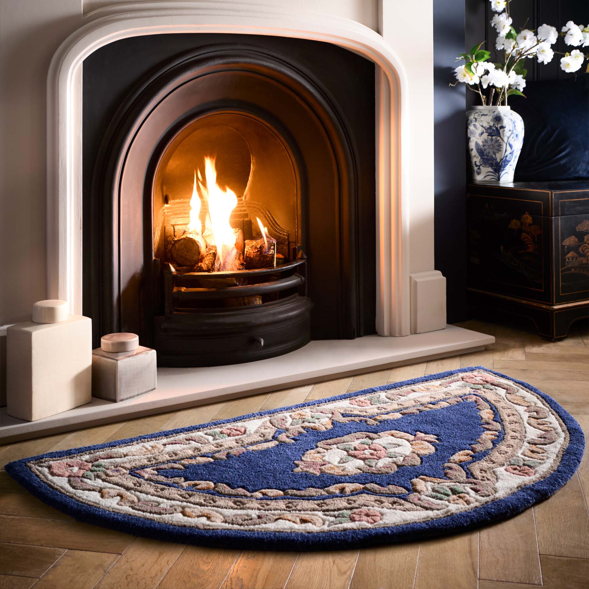 Shensi Aubusson Rug in Navy Blue - Image 3