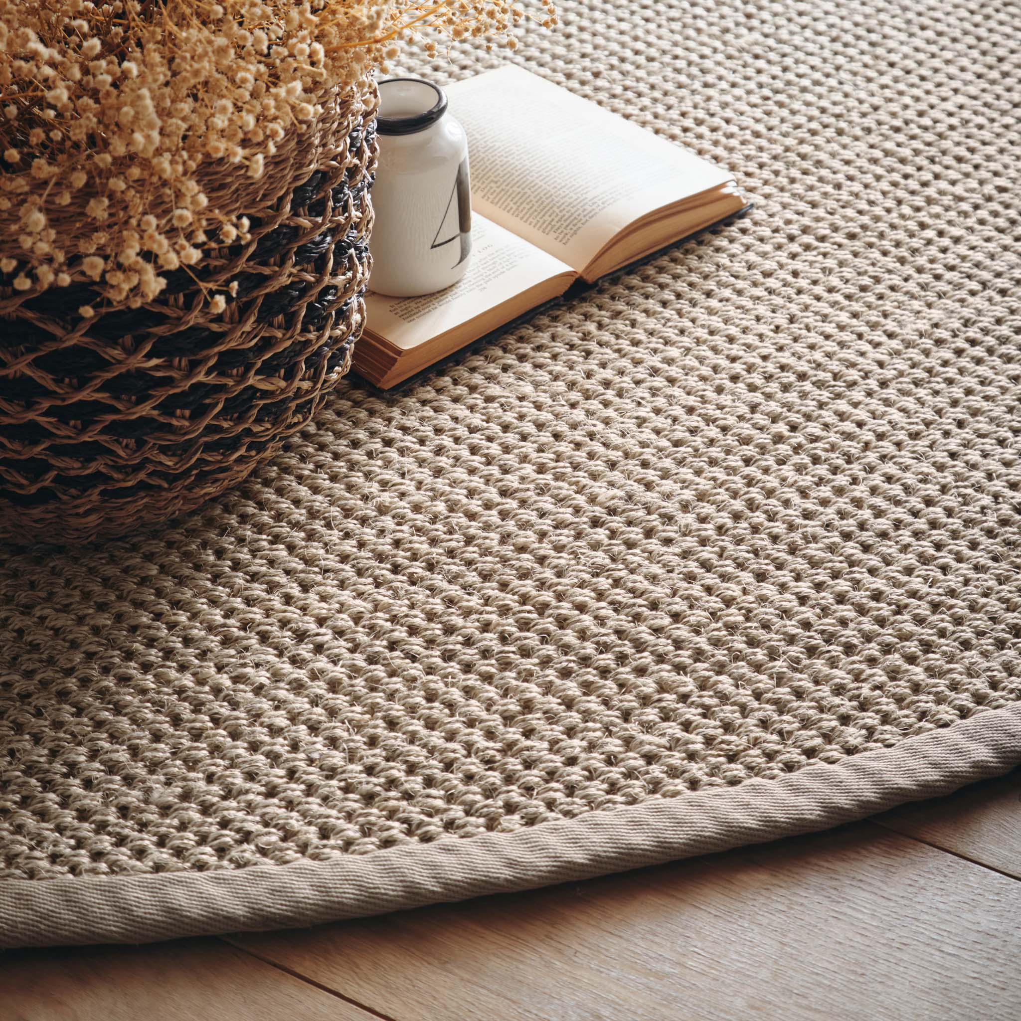 Sisal Rug Light Beige with Sand Border - Image 5