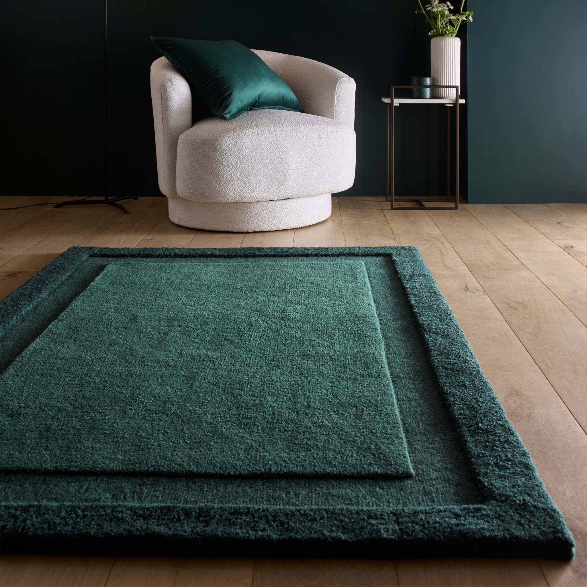 Stacked Borders Dark Green Rug - Image 2