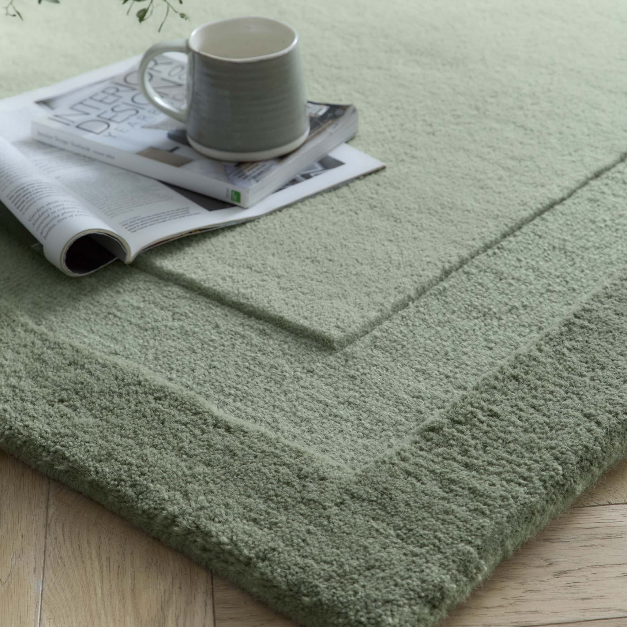 Stacked Borders Soft Green Rug - Image 3