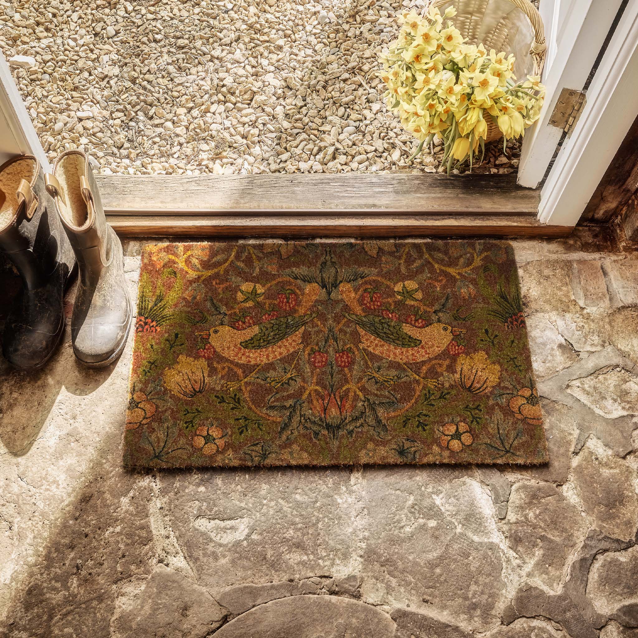 Morris & Co. Strawberry Thief Red Coir Doormat - Image 2