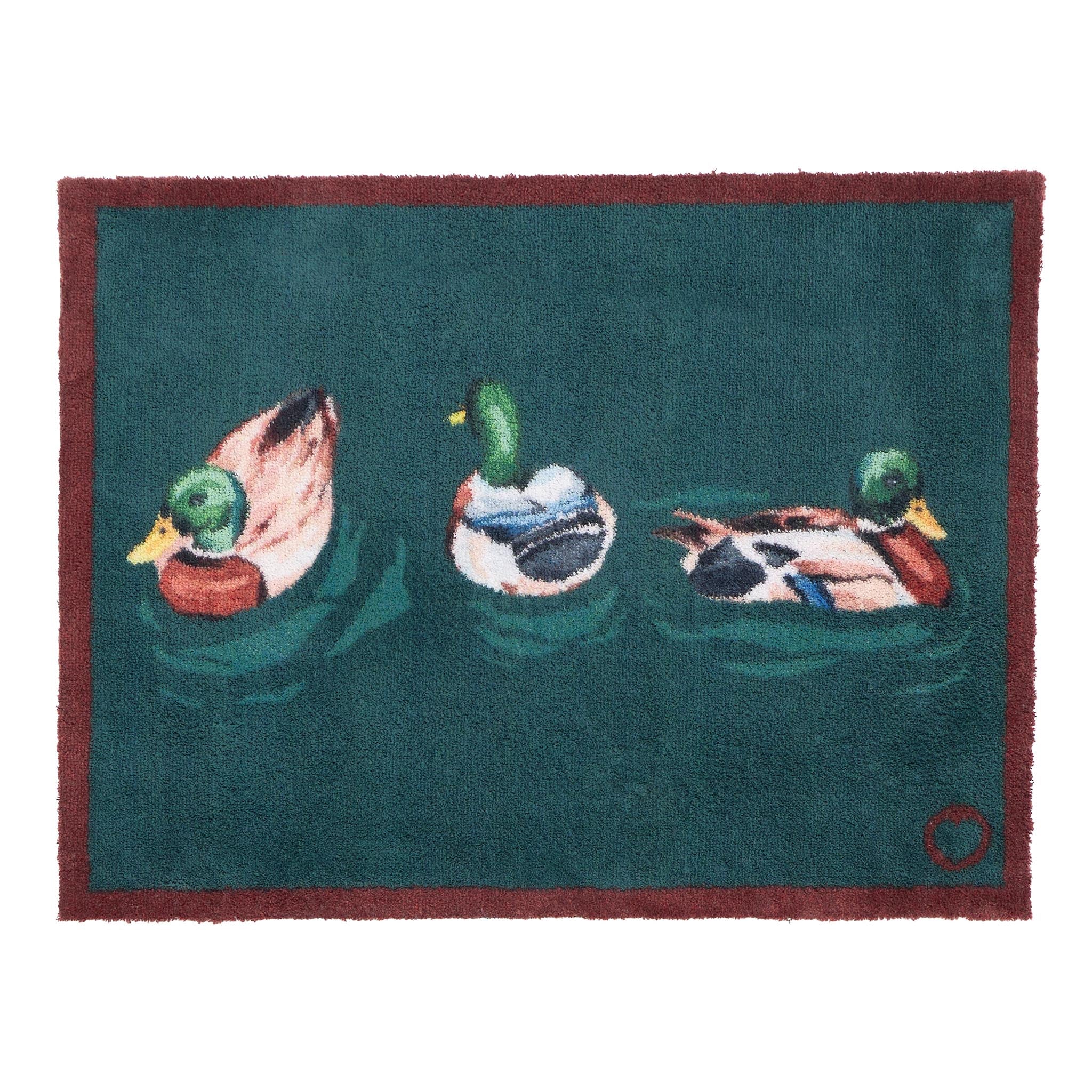 Swimming Ducks Teal Washable Doormat