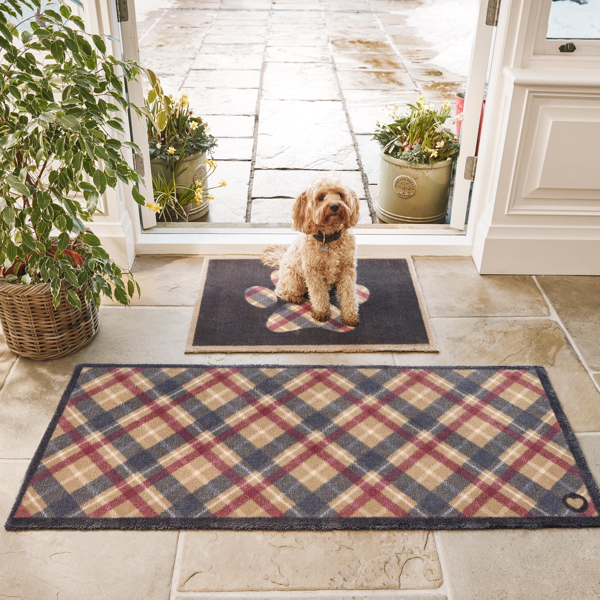 Tartan Paw Navy Washable Runner - Image 3