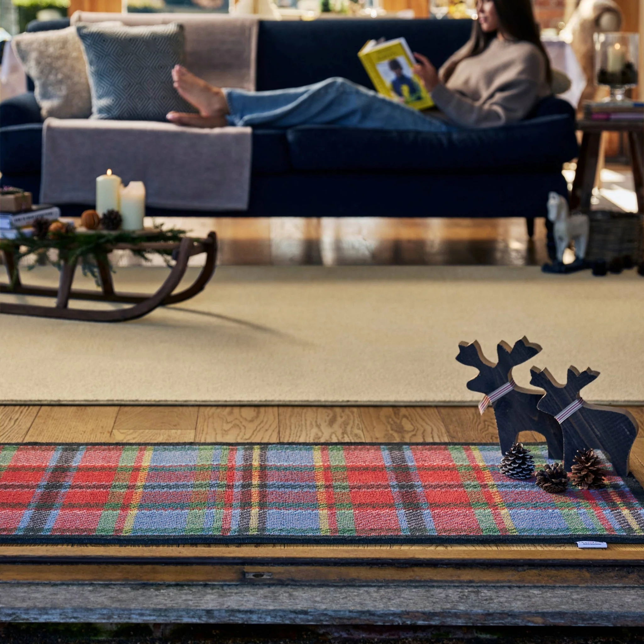 Tartan Red/Blue Washable Runner - Image 3