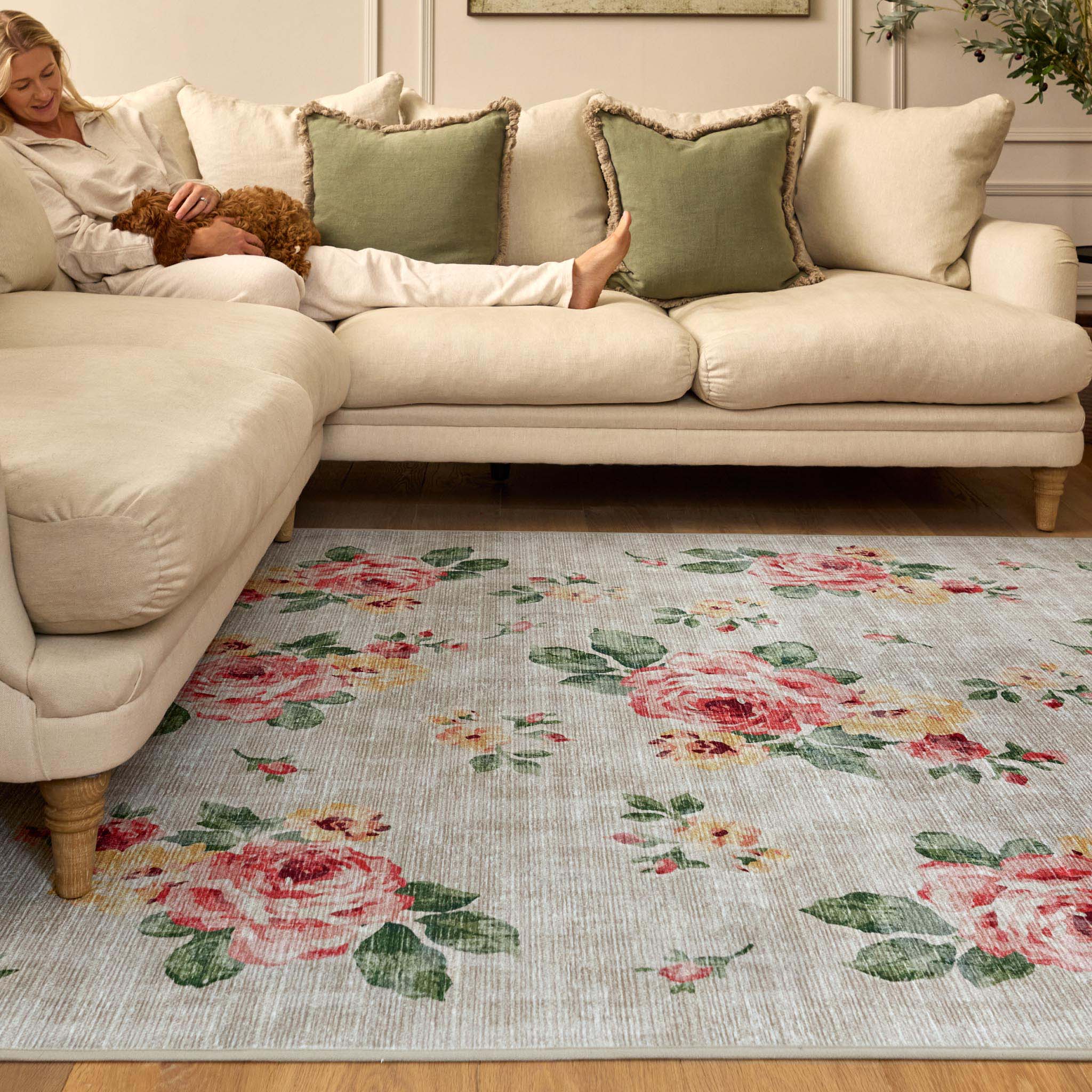 Vintage Rose Natural Eco-Washable Rug - Image 2