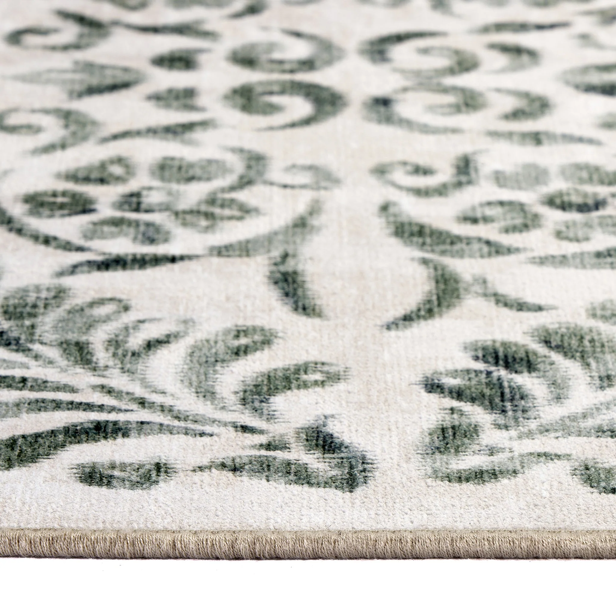 Vintage Scroll Green Eco-Washable Runner - Image 4