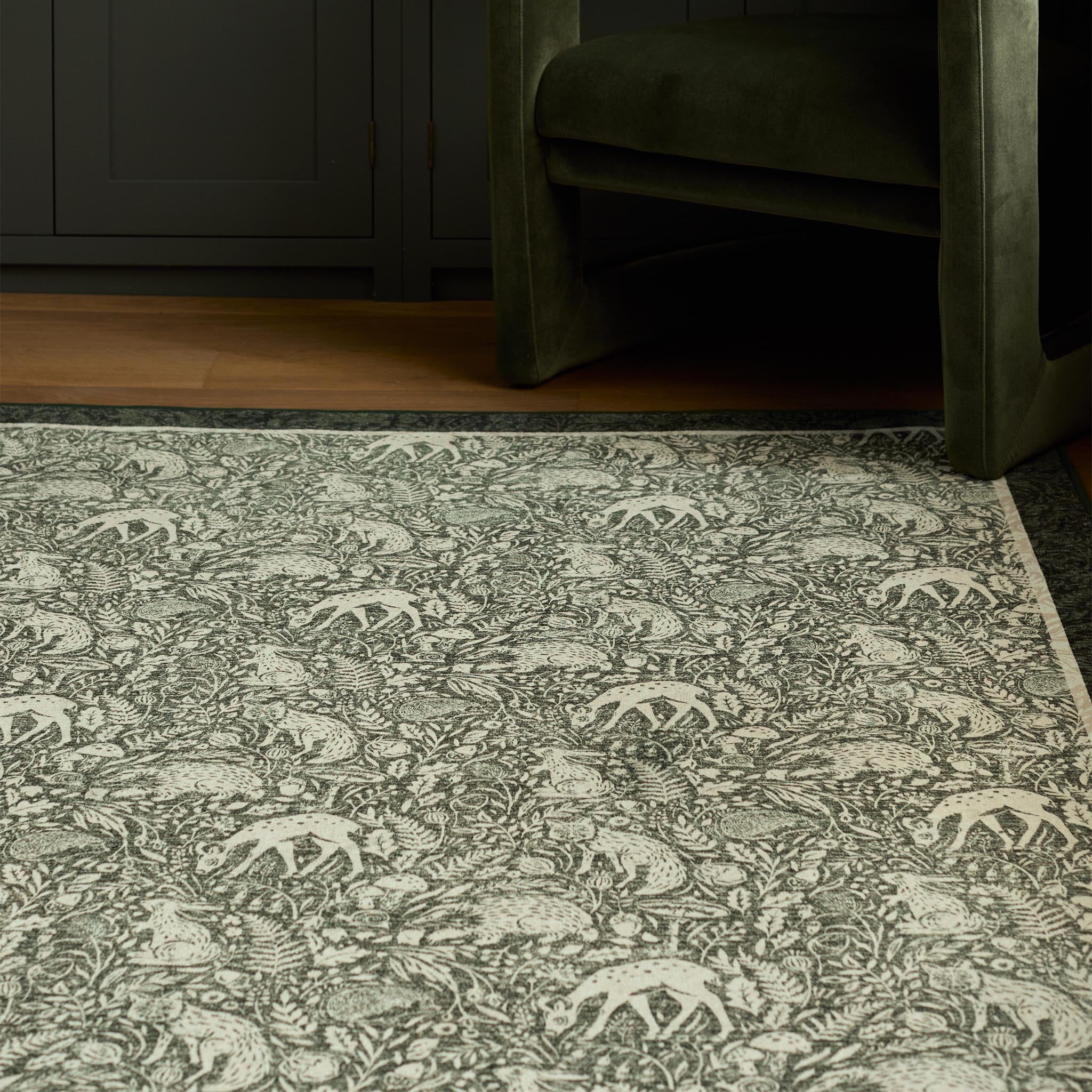 Whimsical Woodland Green Eco-Washable Rug - Image 2